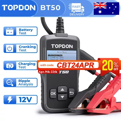 TOPDON BT50 12V Car Battery Tester 100-2000cca Auto Battery Alternator Analyzer • $39.99