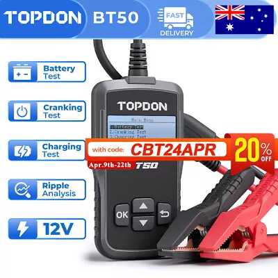 TOPDON BT50 Battery Tester 12V 100-2000CCA Cranking Charging Battery Analyzer • $44.99