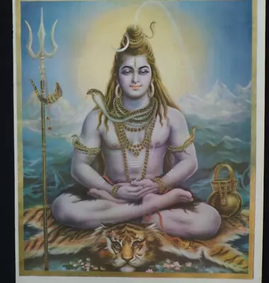 Vintage Poster Print Souvenir From India Hinduism Shiva God Lord 29 X 20 Inch • $25