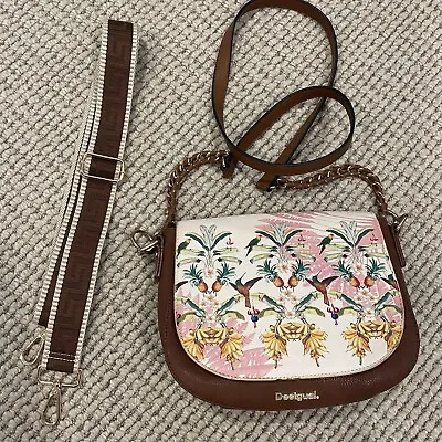 Desigual Multi-coloured Bird Pattern Crossbody Bag Faux Leather With Extra Strap • $39.95