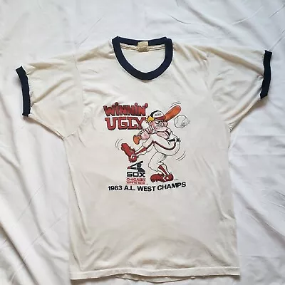 Vintage 80s CHICAGO WHITE SOX AL WEST CHAMPS WINNIN UGLY  T-Shirt BASEBALL Large • $15