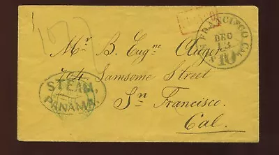 1866 STEAM PANAMA Cover Guatemala To San Francisco Carried On PMSS Constitution • $999.99