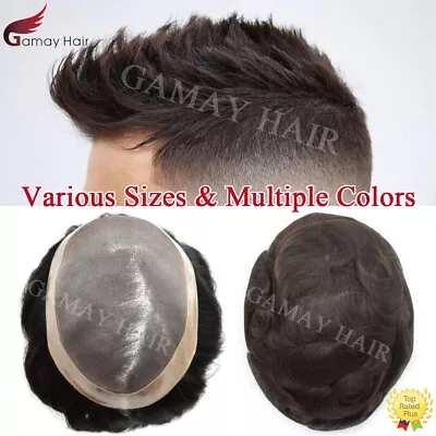 Mens Toupee Hairpiece Fine Mono Hair System Replacement Poly Skin Around Men Wig • $189