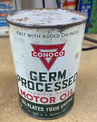 Vintage 1930s Conoco Germ Processed Motor Oil Metal One Quart Motor Oil Gas Can • $29.99
