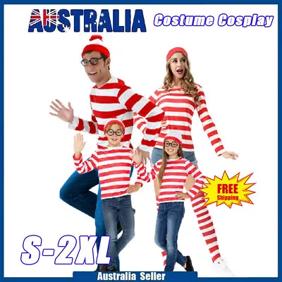 Halloween Wheres Wally Women Men Xmas T-shirt Glasses Hat Socks Costume Cosplay • $18.04