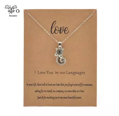 I Love You In 100 Language Pendant Silver Necklace Card Gift • $8.90