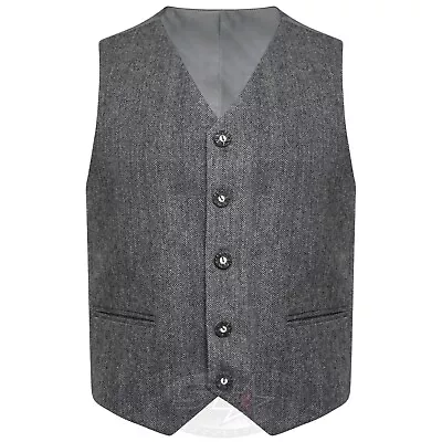 £13.99 • Buy CLEARENCETweed 100% Wool Scottish Argyle Kilt Waistcoat Grey & Brown Outfit Vest