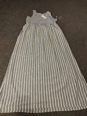 BNWT Matalan Papaya Maternity Grey White Striped Jersey Cotton Maxi Dress 16 • £9.95