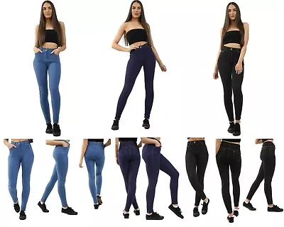 Ladies Stretch Jeans Denim Jeggings Stretchy Skinny Slim Fit Pants Size 8-18 • £9.99