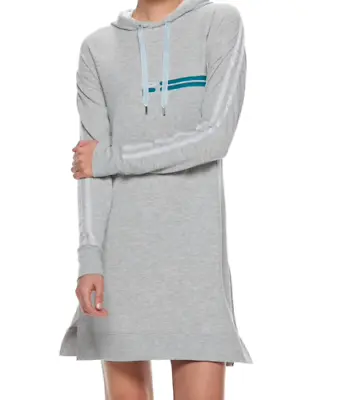 $17.27 • Buy Fila Womens Dress M Gray Blue Hoodie Side Stripe Long Sleeve Comfy Athleisure 