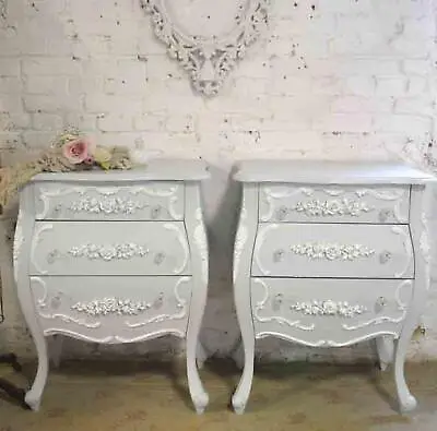 $1295 • Buy Painted Cottage Chic Shabby Romantic French Bombay Night Tables 