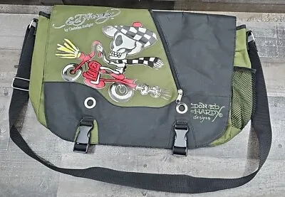Ed Hardy By Christian Audigier Messenger Laptop Bag Green Black Skull Rider  • $31.34