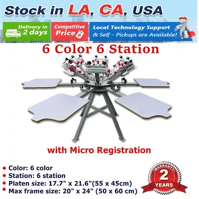 6 Color 6 Station Silk Screen Printing Press Machine With Micro Registration • $1779.05
