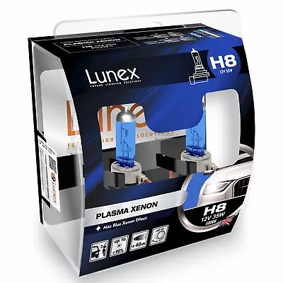 LUNEX PLASMA XENON 5000K H8 Headlight Halogen Bulbs 12V 35W PGJ19-1 X2 • £12.99