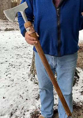 Custom Medieval Style/Scandinavian Battle Axe 38  Long Ash Handle W Copper • $98.90