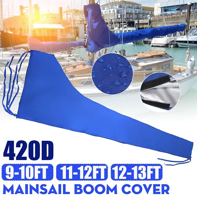 Main Sail Cover For 9'-10' 11'-12' 12'-13' Boom Sail Waterproof 420D Oxford Blue • $32.29