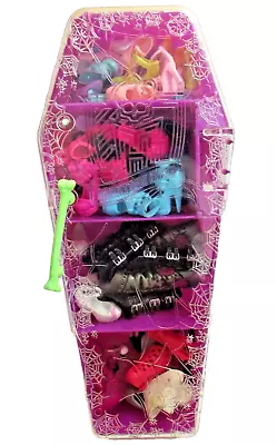 Monster High Coffin Case Full Of Doll Shoes Half Are Monster High + More • $24.99