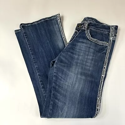 Cowgirl Tuff Women’s Jeans Shazam Bootcut W27/L31 Sequins *Broken Zipper* #0380 • $26.36