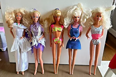 Lot Of 5 90s Barbie Dolls W/ Outfits Vintage Mattel • $40