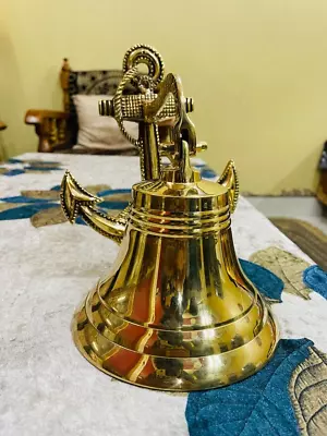 Bell Wall Hanging Ship Bell 10  Brass Anchor Boat Decor • $56.59