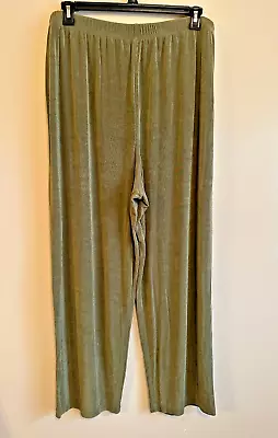 Vikki Vi Women's Full Length Pants PETITE 3X Pull On Elastic Waist Olive Green • $39.99