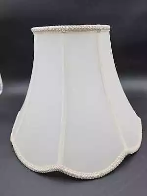 Vintage Fabric Bell Scalloped Lamp Shade Cream Bottom 15 D 11   H • $34.95
