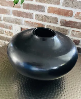 Vintage Haeger Black Raku Art Vase Volcanic Lava Drip Glaze Pottery • $75
