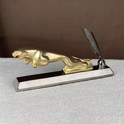 Vtg Gold Jaguar Car Owner Hood Ornament Advertising Promo 6  Desk Pen Holder • $39.99