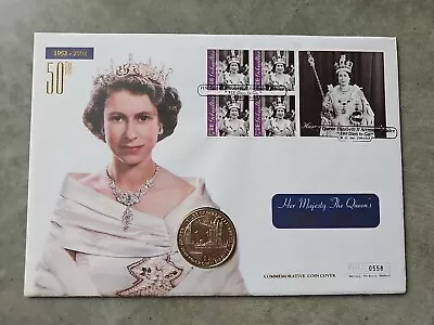 HM Queen Elizabeth II Golden Jubilee 2002 Commemorative Coin First Day Cover • £4.99