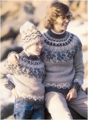 Adults' 32 - 42  Children's Chunky Nordic Pullovers Caps KNITTING PATTERN 10168 • £3.75