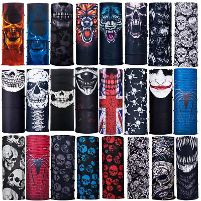 Multi Use Skulls Biker Balaclava Neck Tube Snood Scarf Face Mask Warmer Bandana • £2.99