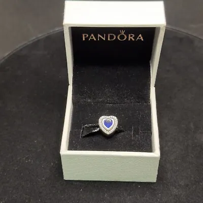 Pandora Sparkling Levelled Heart Charm Blue NEW  • £0.99