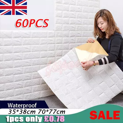 £7.65 • Buy 60PCS Large 3D Tile Brick Wall Sticker Soft  Self-adhesive.Waterproof Foam.Panel