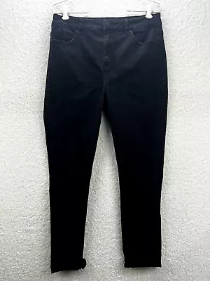 Decjuba Denim Womens Jeans Size 14 Black Cropped Ripped Knees Raw Hem Ladies • $30