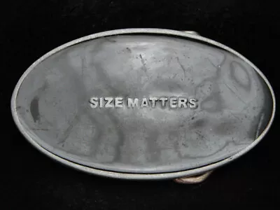 Pa07159 Really Cool **size Matters** Novelty Funny Silvertone Belt Buckle • $12