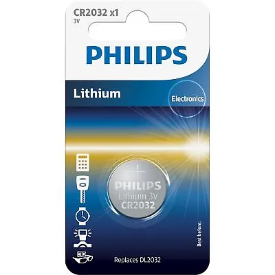 CR2032 Battery 3v Lithium Coin Cell Round Flat DL2032 PHILLIPS UK Car Remote FOB • £2.84