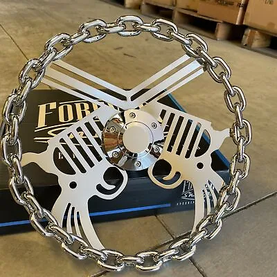 13  Pistol Gun Chain Steering Wheel Chrome With Engraved Horn Button-6 Hole • $124.36