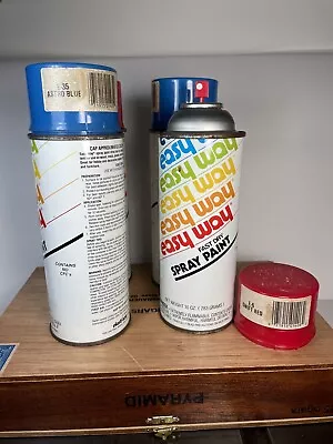 Vintage Easy Way Spray Paint Astro Blue Swift Red 4 Cans Total • $27.70