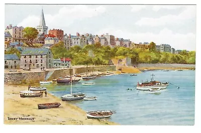 £2.99 • Buy F E Quinton Welsh Card; Salmon 2347. Tenby Harbour With Cabin Cruiser, Pristine