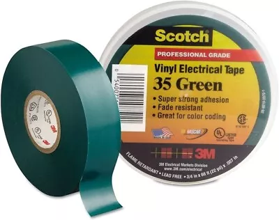 20m Scotch Vinyl Electrical Tape Insulation Tape Super 35 Green / Grey / Brown  • £5.75