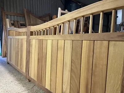 Hardwood Driveway Gates Iroko New Wooden Reverse Swan Neck Quality The Loch Gate • £2320