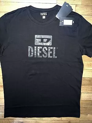 $65 NWT Diesel T-Shirt T- Diego Logo  T- Shirt Black Sz XL • $29