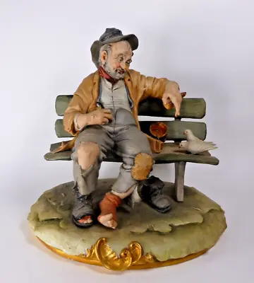 Capodimonte Figure Of Tramp Feeding Birds By Bruno Merli - Perfect • £40