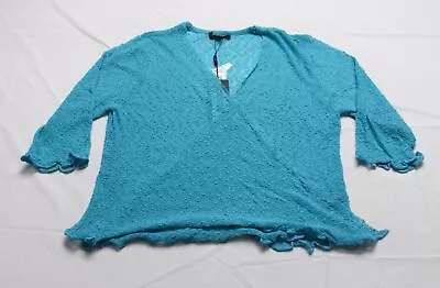 Papa Fashions Women's 3/4 Sleeve Mesh Knit Textured Shrug CG2 Turquoise Size XL • $12.99