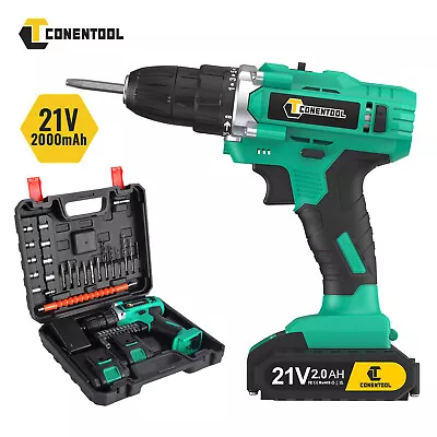 2 Battery 21V Cordless Drill Combi Driver High Power Electric Screwdriver Set UK • £26.49