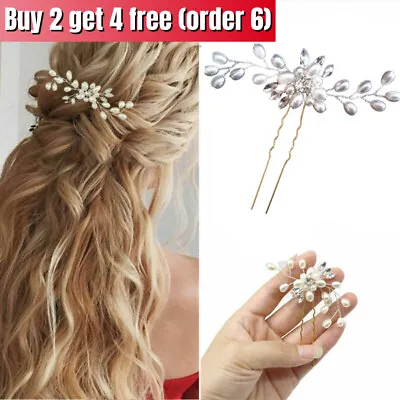 £2.87 • Buy Flower Wedding Hair Pins Bridesmaid Crystal Jewelry Pearls Bridal Clips Grips