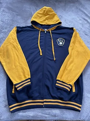 Milwaukee Brewers Sweatshirt Hoodie Glove MLB Baseball Team Logo Men XXL Blue • $39.99