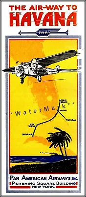 Pan Am 1928 Havana Cuba Vintage Poster Print Retro Art Airline Travel Tropical   • $21.58