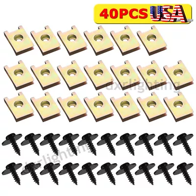 40X Car Screws Engine Fender Bumper Retainer U Nut Clips Metal Bolts Fastener US • $9.98