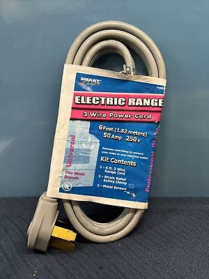 Smart Choice 6ft 50 AMP 3-Prong Wire Oven Range Dryer Power Cord Laundry Cable • $10.49